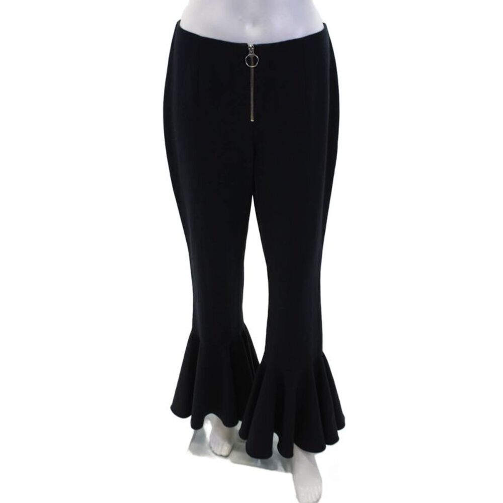Scripted Womens Zipped Elastic Waist Bell Bottom Cropped Dress Pants Blue Size M